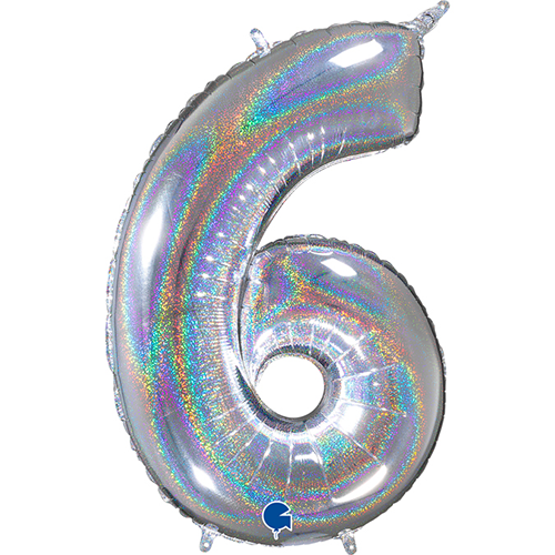 Chiffre '6' Glitter Holographic 26"  - Grabo