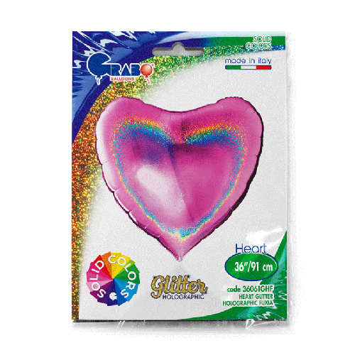 COEUR GLITTER HOLOGRAPHIC FUCHSIA 36' EMBALLE (FR)