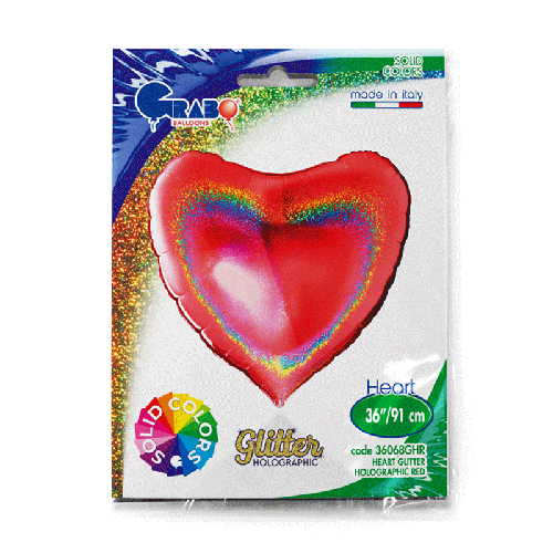 COEUR GLITTER HOLOGRAPHIC RED 36' EMBALLE (FR)