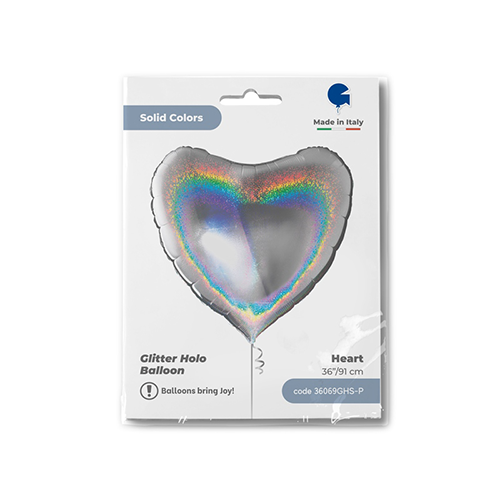 COEUR GLITTER HOLOGRAPHIC SILVER 36' EMBALLE (FR)