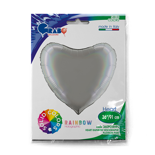 COEUR HOLO GRIS PURE PLATINE 36' Emballé (FR)