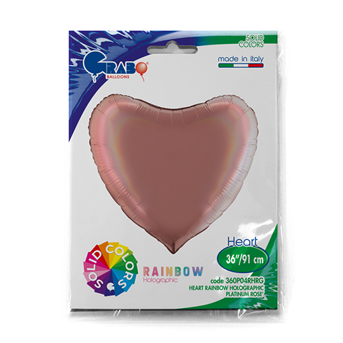 COEUR HOLO ROSE PLATINE 36' Emballé (FR)