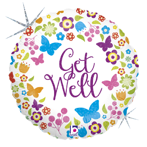 BUTTERFLIES and FLOWERS GET WELL 18'' PACK (FR)