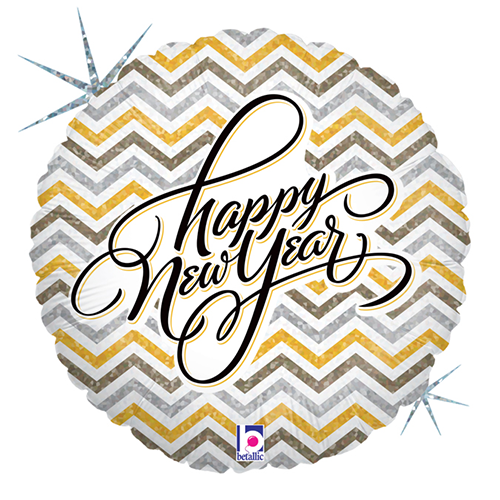 Metallic Chevron New Year Holo 18" - Grabo