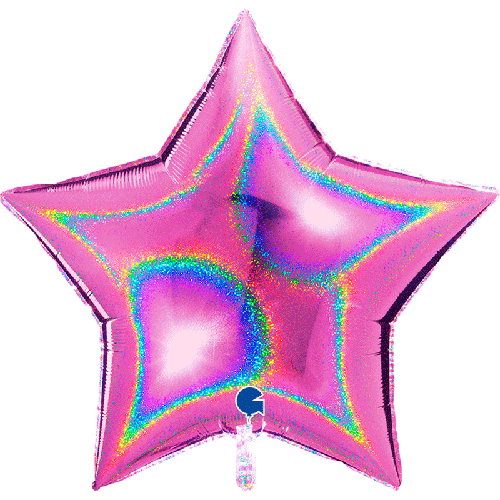 Étoile Glitter Holographic Fuchsia 36" Vrac - Grabo