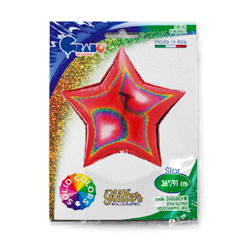 Étoile Glitter Holographic Red 36" - Grabo