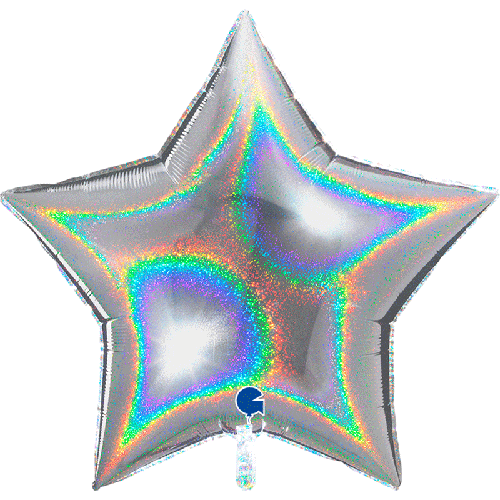 Étoile Glitter Holographic Silver  36" Vrac - Grabo