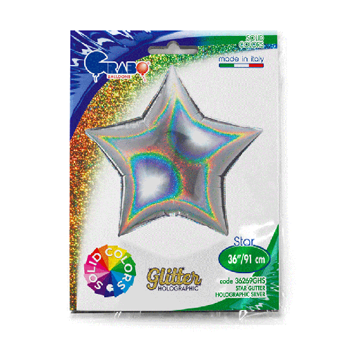 Étoile Glitter Holographic Silver 36" - Grabo