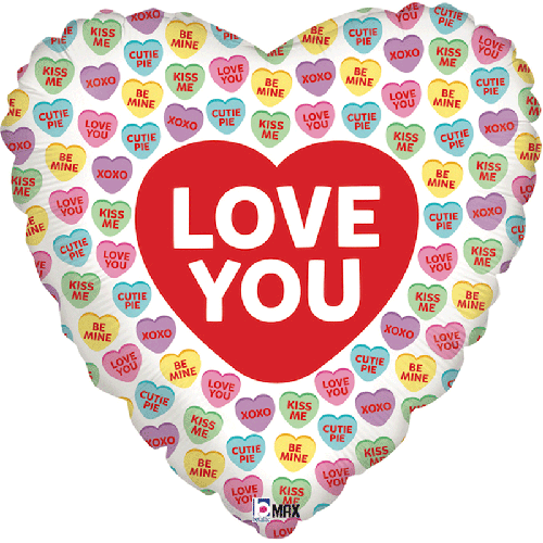 LOVE YOU CONVERSATION HEART 18' Emballé (FR)