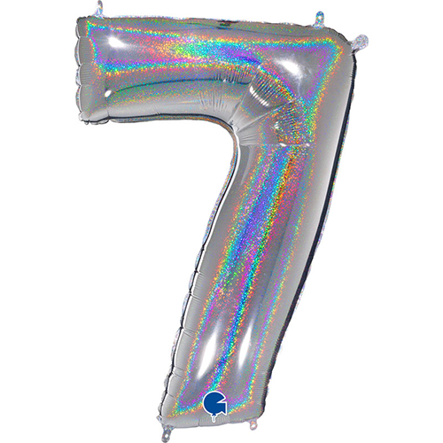 Chiffre '7' Glitter Holo Argent 40" - Grabo