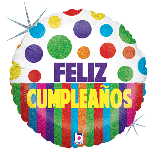 CUMPLEANOS BOLAS Y FRANJAS 18'' PACK (FR)