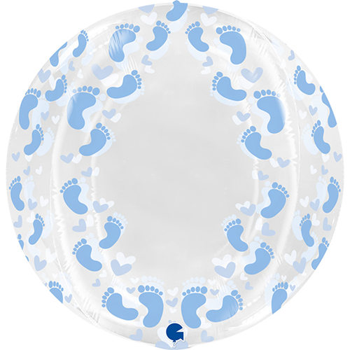 Globe Transparent 19" Imprimé Petit Pied Bleu - Grabo