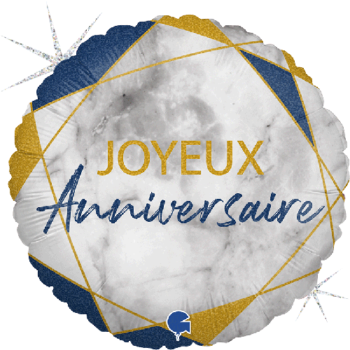 MARBLE MATTE JOYEUX ANNIV BLEU 18'' PACK (FR)