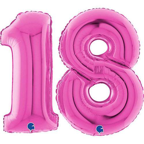 Set De Ballons 40" Chiffre 18 Fuchsia - Grabo