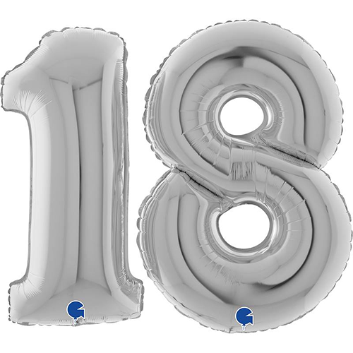 Set De Ballons 40" Chiffre 18 Argent- Grabo