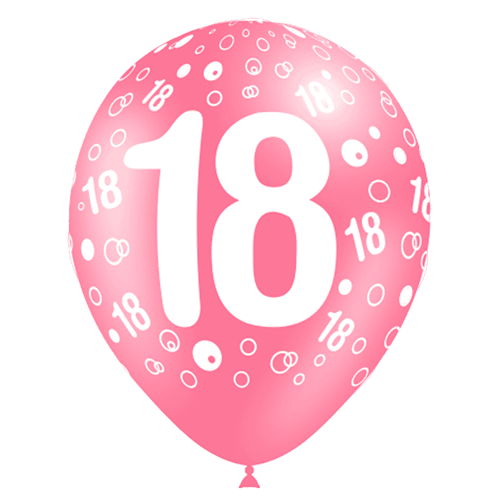 8 Ballons Hg112 Imprimé Tat Chiffre 18 Assortis 12" - Balloonia