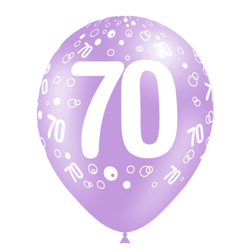 8 Ballons Hg112 Imprimé Tat Chiffre 70 Assortis 12" - Balloonia