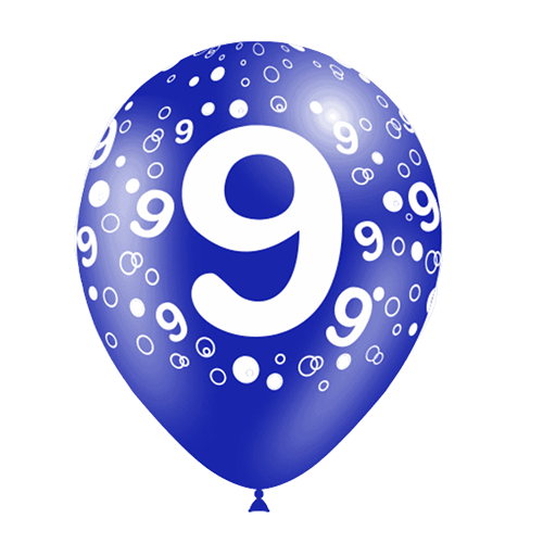 8 BALLONS HG112 CHIFFRE 9 TAT Assortis (FR)