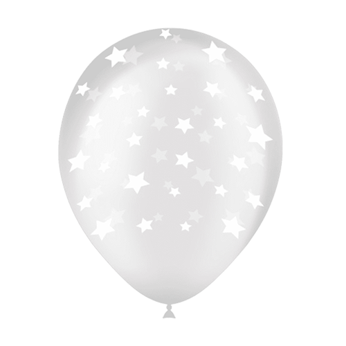 8 Ballons Hg112 Transparent Imprimé Tat Etoiles 12" - Balloonia