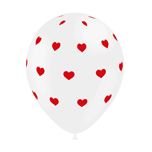 8 Ballons Hg112 Blanc Imprimé Tat Coeur 12" - Balloonia