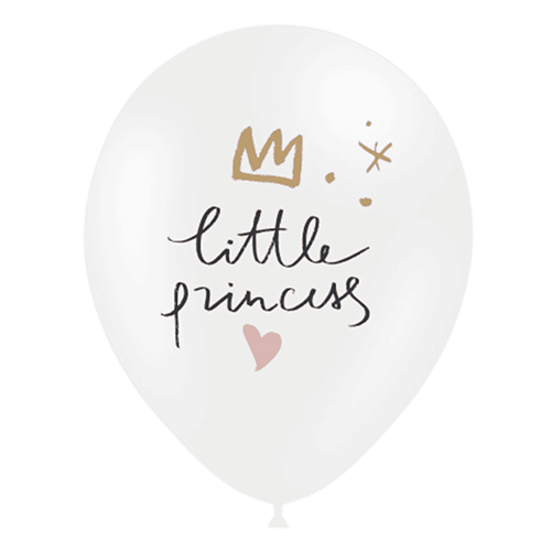 8 Ballons Hg112 Blanc Imprimé Little Princess 12" - Balloonia