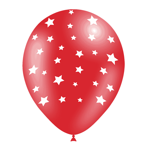 8 Ballons Hg112 Rouge Imprimé Tat Etoiles 12" - Balloonia