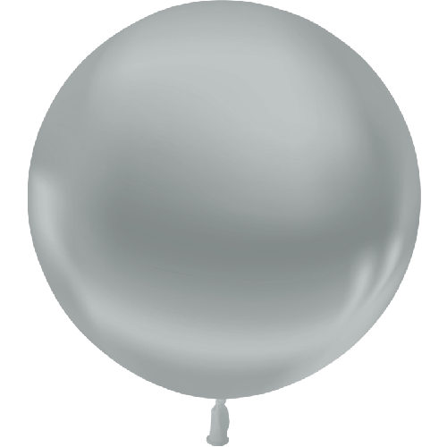 1 BALLON LATEX 2' ( 57cm ) METAL ARGENT (FR)