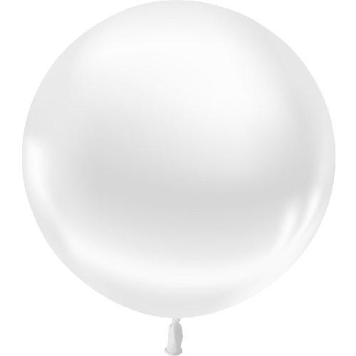 1 BALLON LATEX 2' ( 57cm ) METAL BLANC (FR)