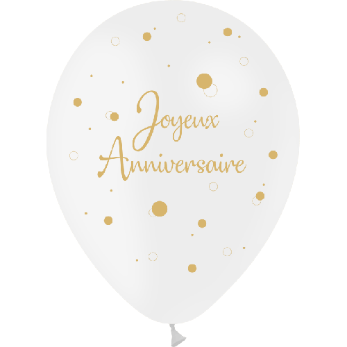 8 Ballons 30Cm Anniversaire Confetti Blanc – Balloonia