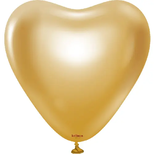 12" Heart Mirror Gold Latex 25ct - Kalisan