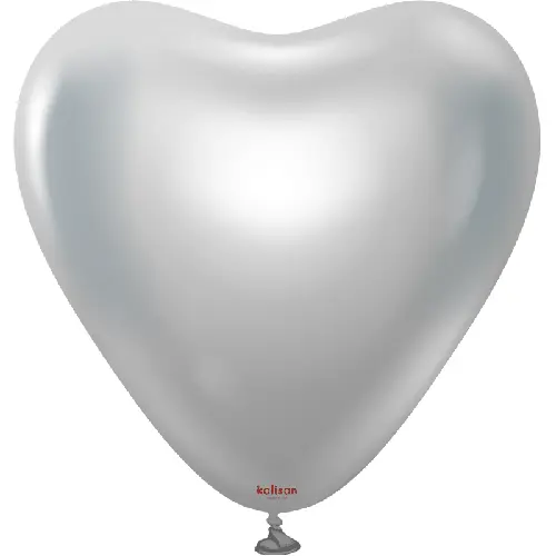 12" Heart Mirror Silver Latex 25ct - Kalisan