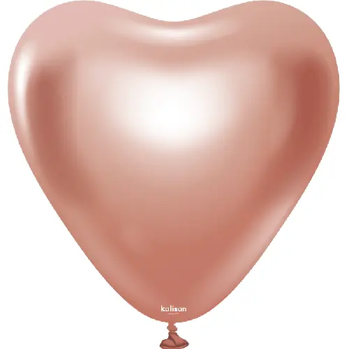 12"  Heart Mirror Rose Gold Latex 25ct - Kalisan