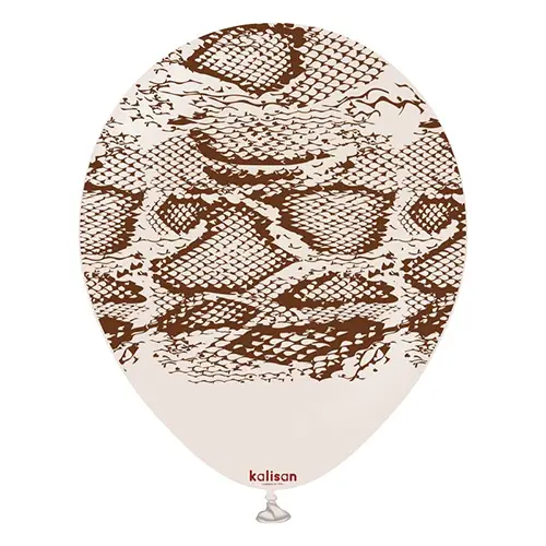 25 BALLONS 12'' WHITE SAND imprimé SAFARI SNAKE (FR)