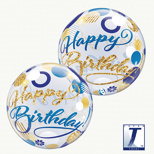 Bubble Birthday Blue And Gold Dots 22" - Takarakosan