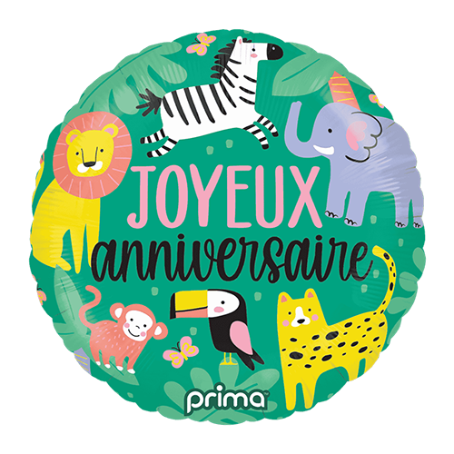 18" rond Joyeux Anniversaire Jungle - Prima