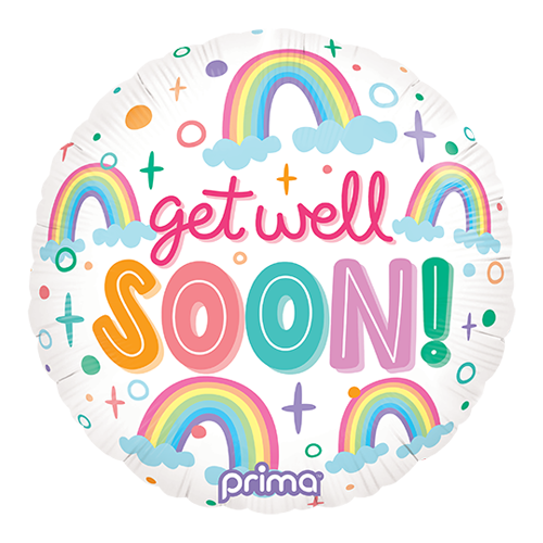 [PF-GWRB-18-FR] 1 Alu 18" Rond Get Well Soon Rainbows - Prima