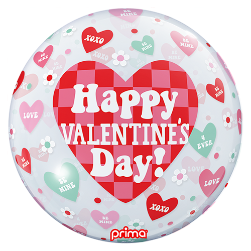 [PS-0106-20-FR] 1 Sphère 20" Happy Valentine's day checker heart - Prima