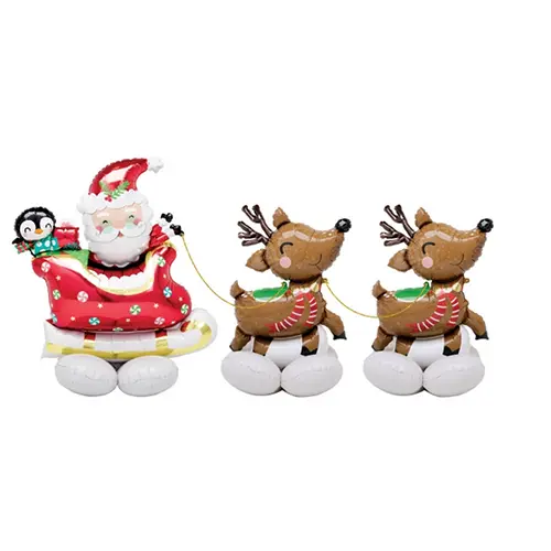 [4470511-FR] 1 Alu 8' (243cm) Airloonz Santa and Reindeers - Amscan