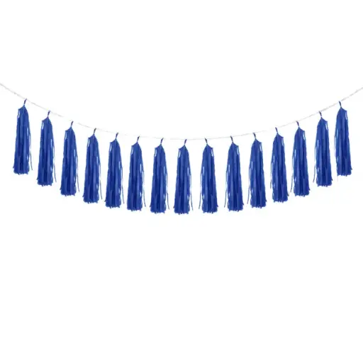 [B502-BL-FR] Banner Pompoms Blue - Borosino