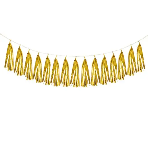 [B502-G-FR] Banner Pompoms Gold - Borosino