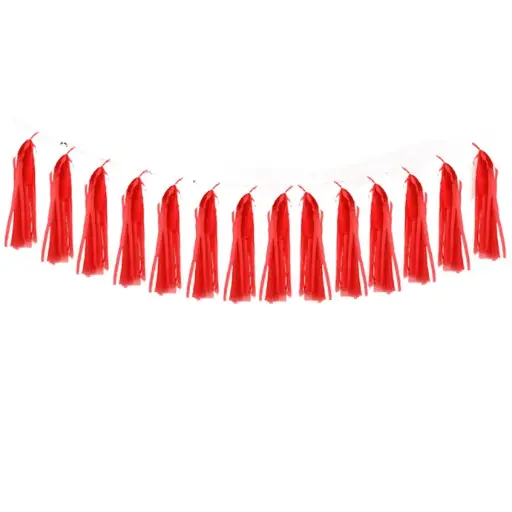 [B502-R-FR] Banner Pompoms Red - Borosino