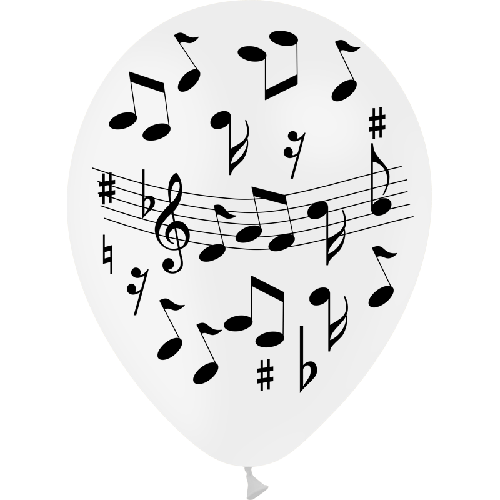 [GBT1211BL-FR] 8 Ballons 12" Hg95 Musique Blanc - Balloonia