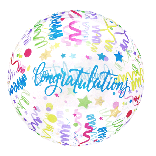 [BBQ010-7-FR] Printed Bubble Balloons 20 Congratulation Confetti (FR)