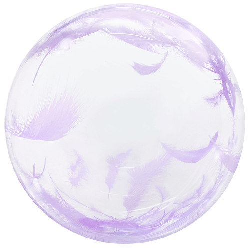 [BBQ014-9-FR] Printed Purple Feather Bubble Balloons 18' (FR)