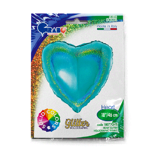 [G18077GHTI-P-FR] COEUR GLITTER HOLOGRAPHIQUE TIFFANY 18' EMBALLÉ (FR)