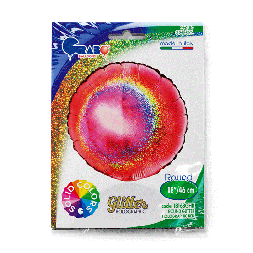 [G18168GHR-P-FR] ROND GLITTER HOLOGRAPHIQUE RED 18' EMBALLÉ (FR)