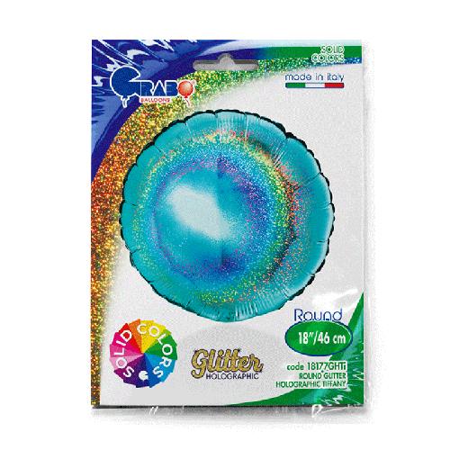 [G18177GHTI-P-FR] ROND GLITTER HOLOGRAPHIQUE TIFFANY 18' EMBALLÉ (FR)