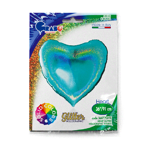 [G36077GHTI-P-FR] COEUR GLITTER HOLOGRAPHIC TIFFANY 36' EMBALLE (FR)