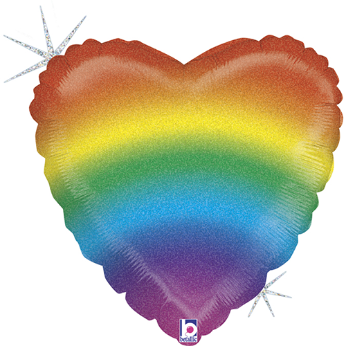 [G36881GH-P-FR] GLITTER RAINBOW HEART 18' Emballé (FR)