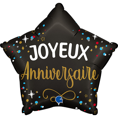 [GG78214-P-FR] JOYEUX ANNIVERSAIRE ETOILE NOIR 18'' PACK (FR)